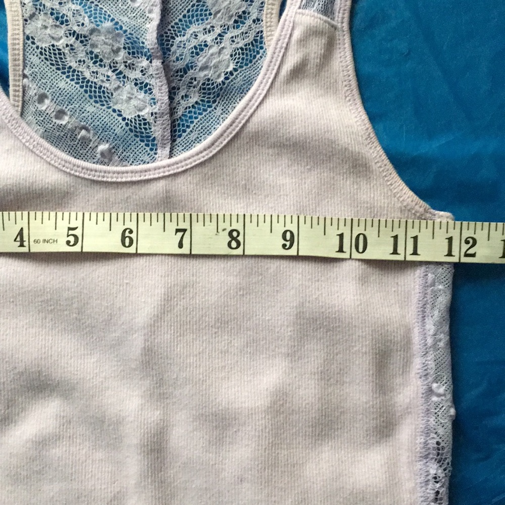AEO Pretty pastel light lavender tank top with lace detail- S/P - Picture 7 of 9